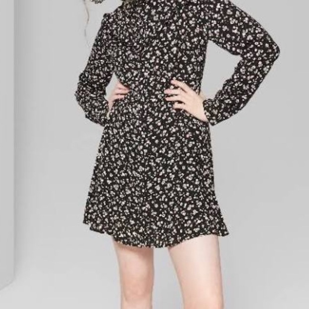wild fable beaded floral black mini dress worn one